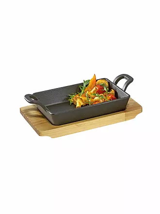 KÜCHENPROFI | Servierpfanne eckig mit Holzbrett 21,5x12,5cm | 